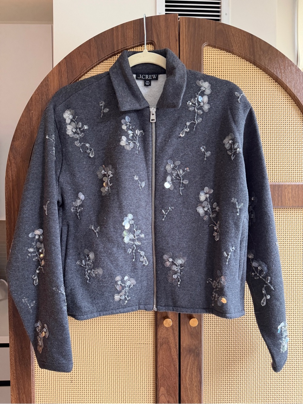 J. Crew Floral Sequin Zip Jacket XS NWOT!